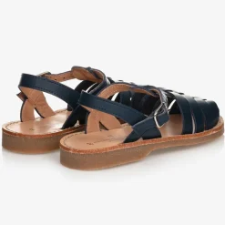 Childrens Classics Navy Blue Leather Sandals Outlet