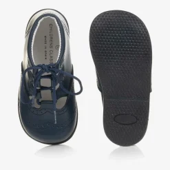 Childrens Classics Navy Blue Leather Shoes Online