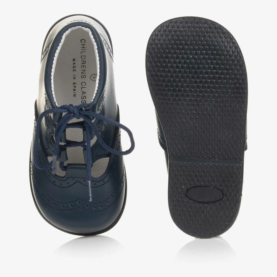 Childrens Classics Navy Blue Leather Shoes Online
