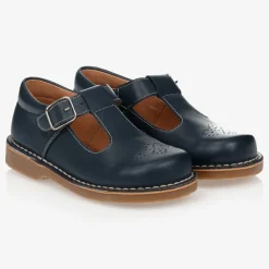 Childrens Classics Navy Blue Leather T-Bar Shoes New