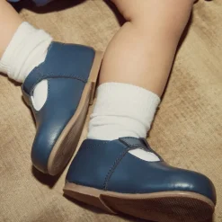 Beatrice amp; George Navy Blue Leather T-Bar Shoes New