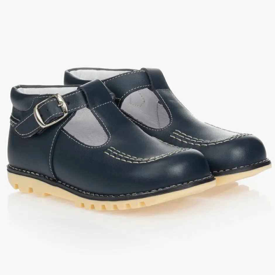 Childrens Classics Navy Blue Leather T-Bar Shoes Online