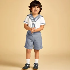Childrens Classics Navy Blue Leather T-Bar Shoes Online