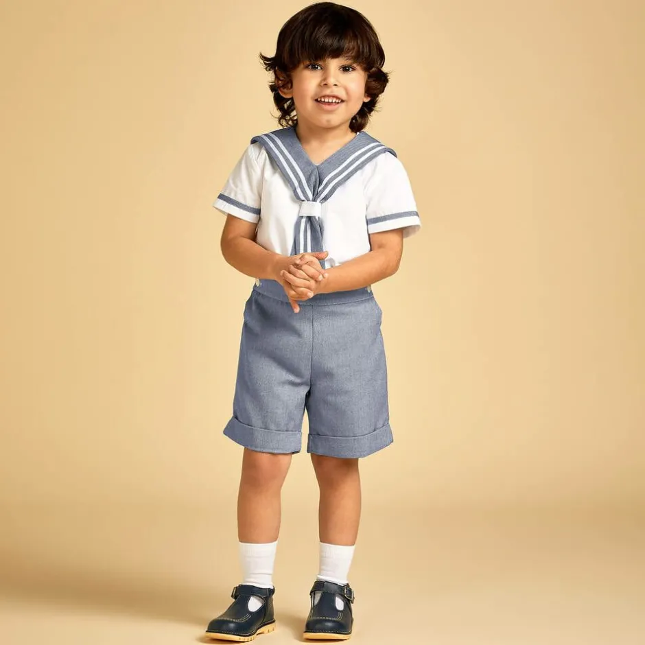 Childrens Classics Navy Blue Leather T-Bar Shoes Online