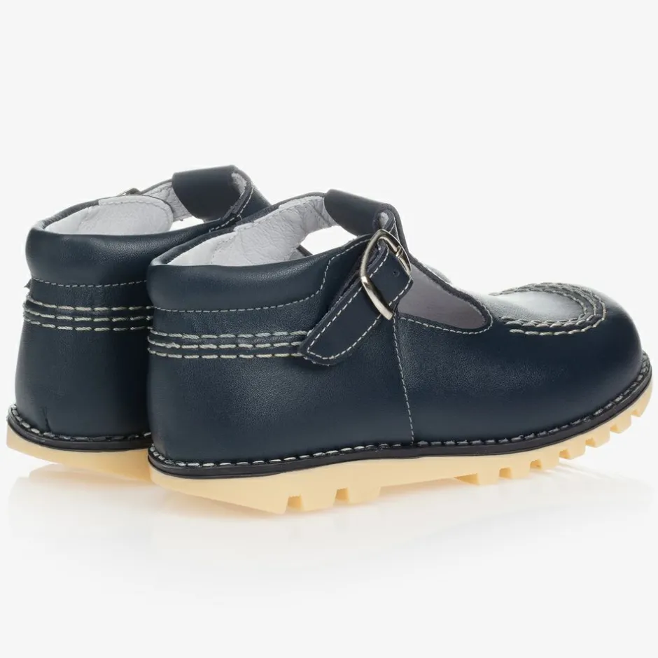 Childrens Classics Navy Blue Leather T-Bar Shoes Online