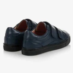 Childrens Classics Navy Blue Leather Trainers Clearance