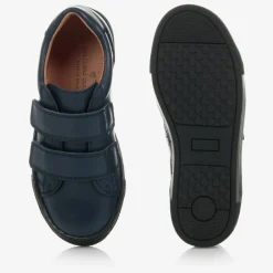 Childrens Classics Navy Blue Leather Trainers Clearance