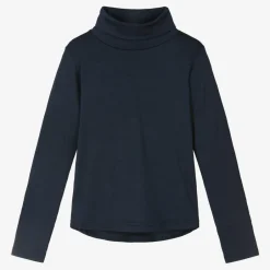 Smalls Merino Navy Blue Merino Wool Roll Neck Top Online