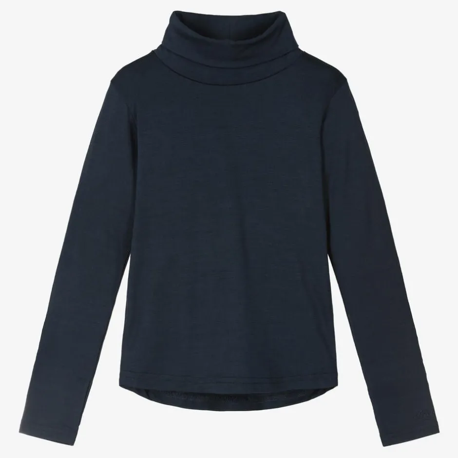Smalls Merino Navy Blue Merino Wool Roll Neck Top Online