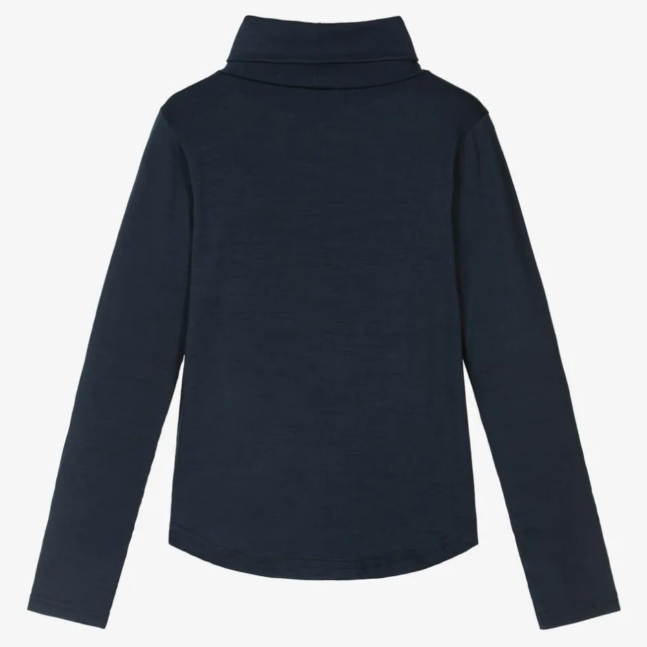 Smalls Merino Navy Blue Merino Wool Roll Neck Top Online