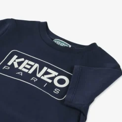 KENZO KIDS Navy Blue Organic Cotton T-Shirt Outlet