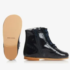 Childrens Classics Navy Blue Patent Leather Boots Discount