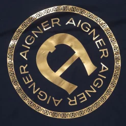 AIGNER Navy Blue Pima Cotton Padded Blanket (90cm) Hot