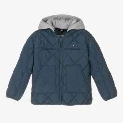 Tommy Hilfiger Navy Blue Quilted Hooded Jacket New