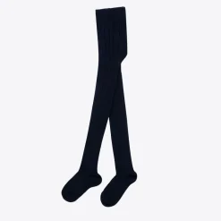 Falke Navy Blue Ribbed Cotton Knit Tights Best