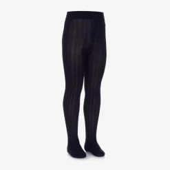 Falke Navy Blue Ribbed Cotton Knit Tights Best