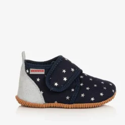 Giesswein Navy Blue Star Velcro Slippers Outlet