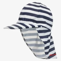 Mitty James Navy Blue Striped Legionnaire's Hat (UPF 50+) Outlet