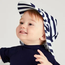 Mitty James Navy Blue Striped Legionnaire's Hat (UPF 50+) Outlet