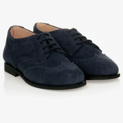 Childrens Classics Navy Blue Suede Brogue Shoes New