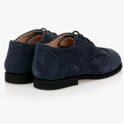 Childrens Classics Navy Blue Suede Brogue Shoes New