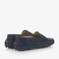 Tods Navy Blue Suede Leather Moccasins Hot