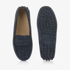 Tods Navy Blue Suede Leather Moccasins Hot