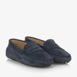 Tods Navy Blue Suede Leather Moccasins Hot