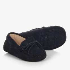 Tods Navy Blue Suede Leather Moccasins Discount