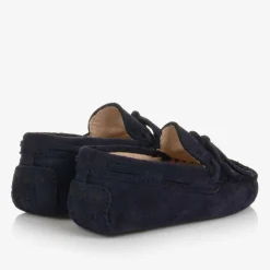 Tods Navy Blue Suede Leather Moccasins Discount