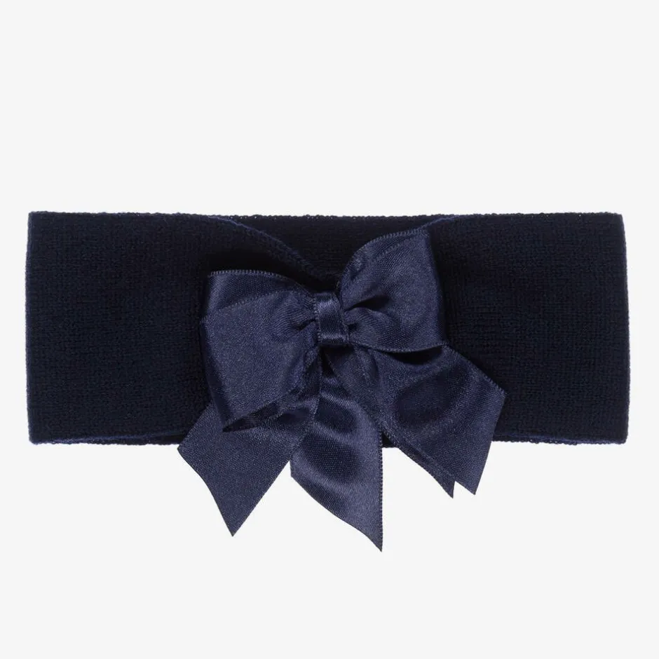 La Perla Navy Blue Wool Bow Headband Clearance