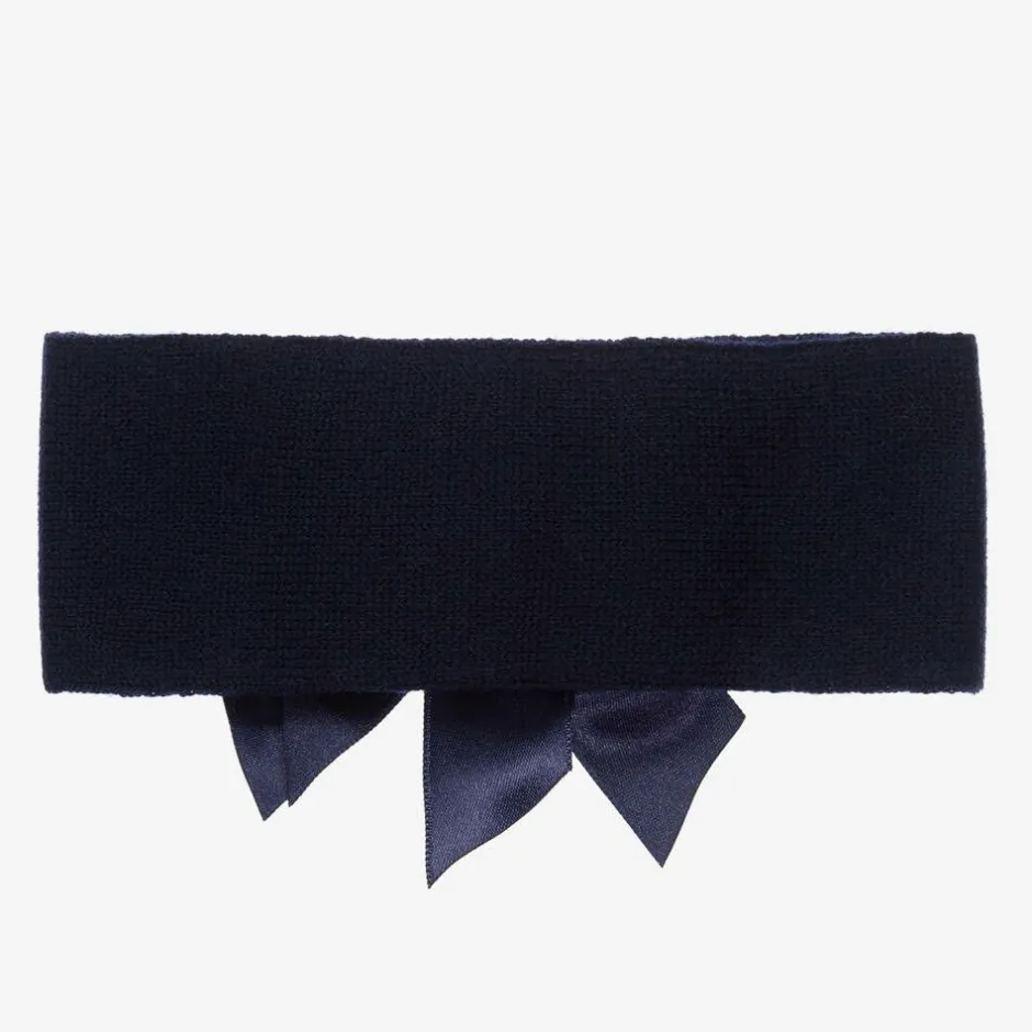 La Perla Navy Blue Wool Bow Headband Clearance