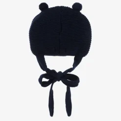 Foque Navy Blue Wool Knit Pom-Pom Hat Sale