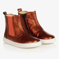 Joyday Orange Leather Ankle Boots Sale