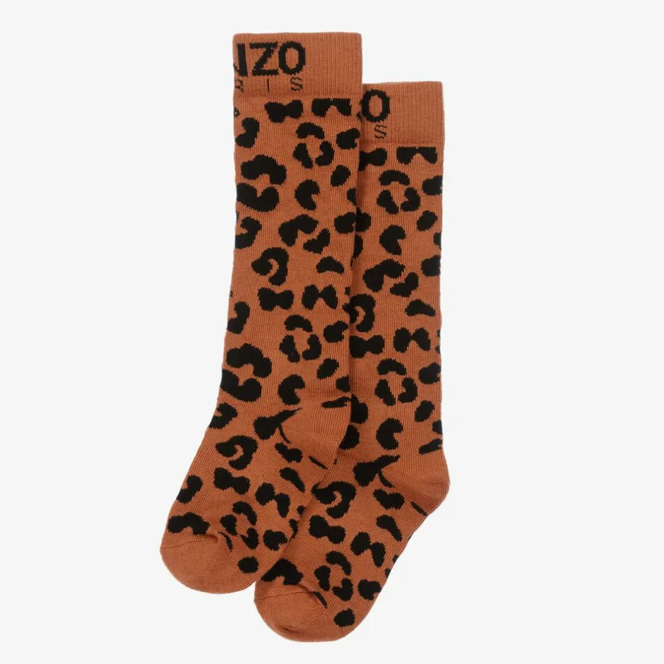 KENZO KIDS Orange Leopard Print Socks