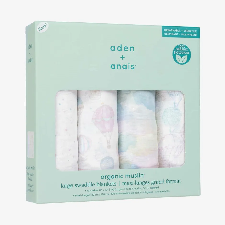 aden + anais Organic Cotton Muslin Swaddles (4 Pack) Hot