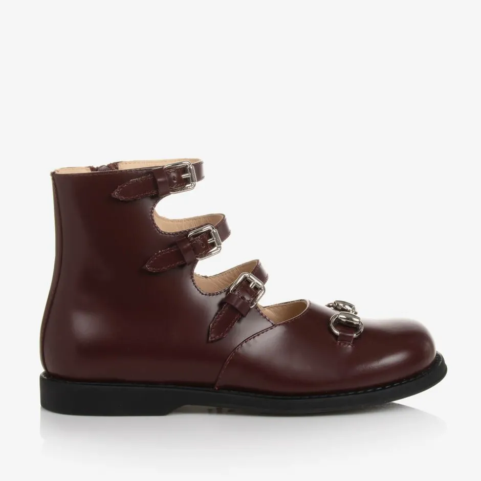 Gucci Oxblood Leather Buckle Shoes Clearance