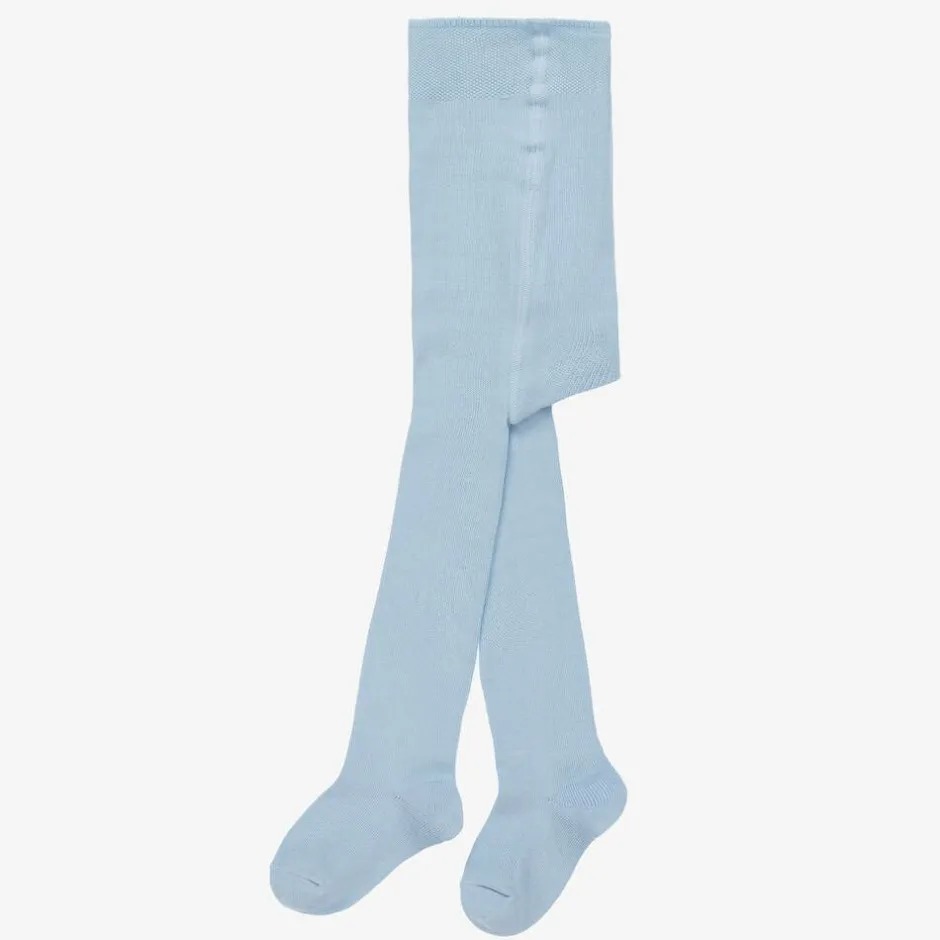 Falke Pale Blue Cotton Knit Baby Tights New