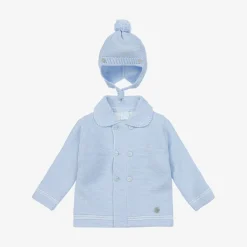 Artesanía Granlei Pale Blue Knitted Pram Coat Set New