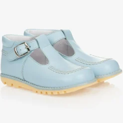 Childrens Classics Pale Blue Leather T-Bar Shoes Best