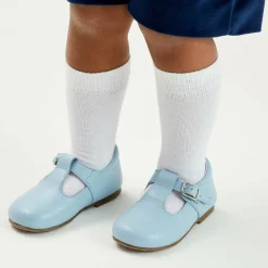 Beatrice amp; George Pale Blue Leather T-Bar Shoes Hot