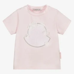 Moncler Enfant Pale Pink Logo Baby T-Shirt New