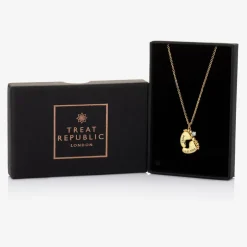 Treat Republic Personalised 18ct Gold Plated Baby Feet Necklace (45cm) New