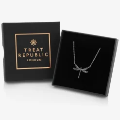 Treat Republic Personalised Silver Plated Dragonfly Necklace (46cm) Clearance