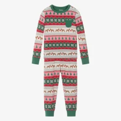 Hatley Pink & Green Christmas Pyjamas New