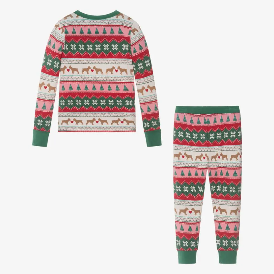 Hatley Pink & Green Christmas Pyjamas New