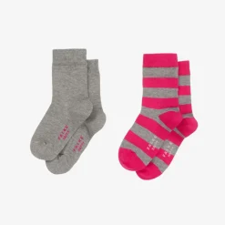 Falke Pink & Grey Cotton Socks (2 Pack)