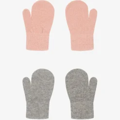 CeLaVi Pink & Grey Knitted Mittens (2 Pack) New