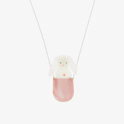 Meri Meri Pink & Ivory Felt Bunny Necklace (68cm) Sale