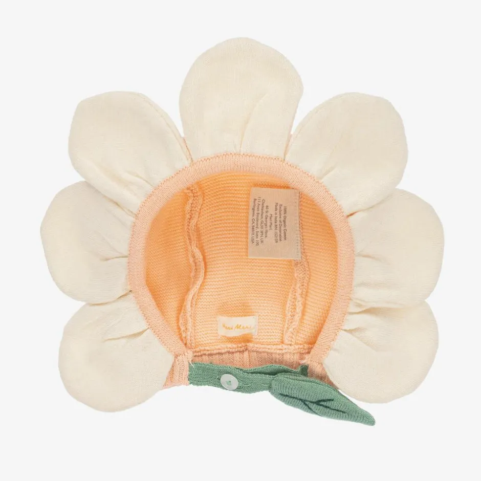 Meri Meri Pink & Ivory Knitted Flower Bonnet